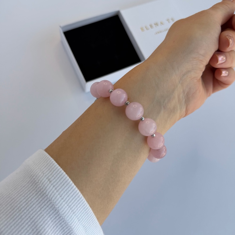508 Rose Quartz Beaded Bracelet - Picture 6 of 7